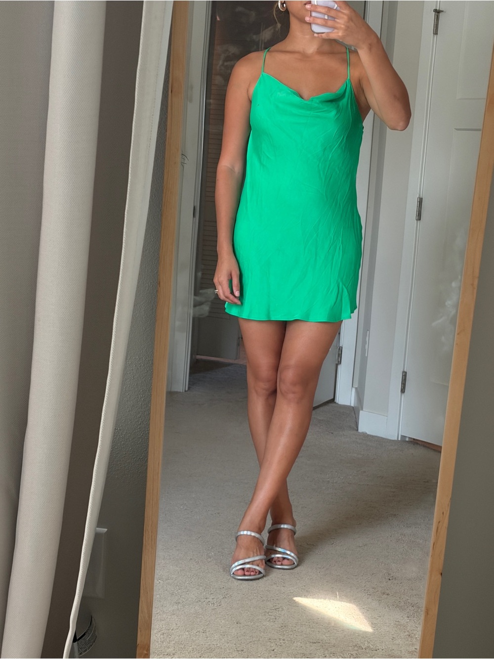 Zara Emerald Green Backless Slip Dress